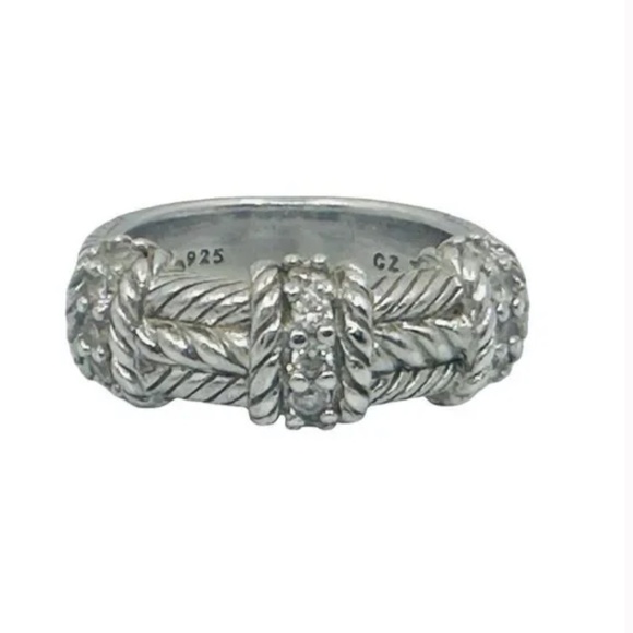 Judith Ripka sterling silver rope band 925 CZ ring size 6 - Picture 3 of 9